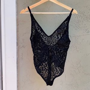 Black Lace Thong Bodysuit - Free People intimates